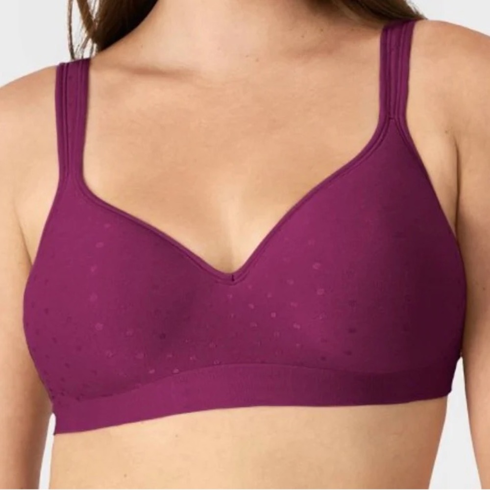 Beauty by Bali Polka Dot Purple Wirefree Comfort Bra - Picture 2 of 8